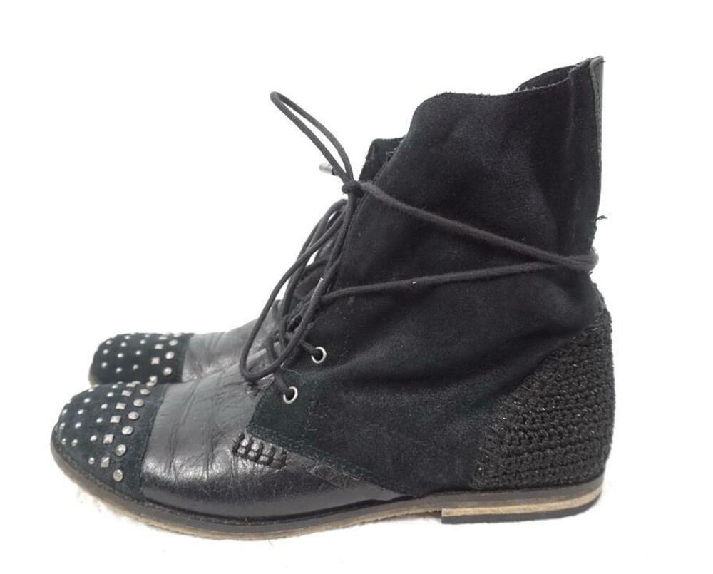 THE SAK USED 7 BLACK STUDDED SUEDE SLOUCHY LEATHER BOOTIES/ANKLE BOOTS KNIT